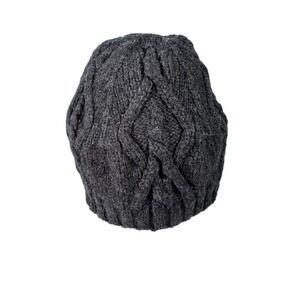Imperial Collection 100% Wool Beanie Hat Dark Gray Cable Knit, Made in USA